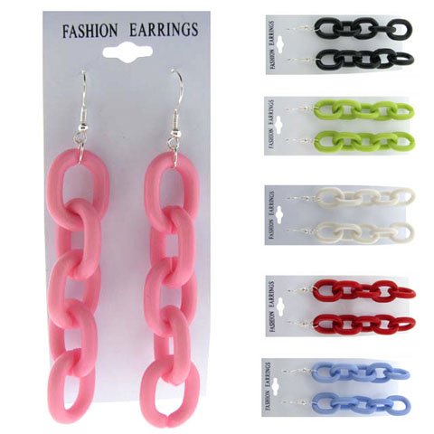 Colorful Acrylic Chain Link Earrings E7082A