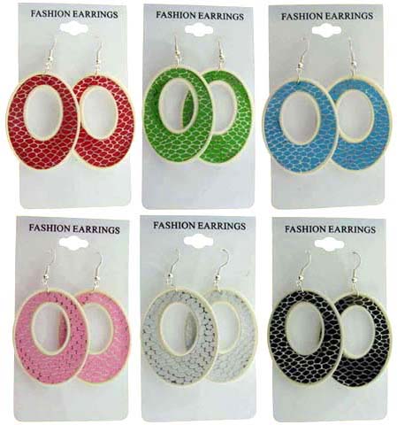 Snakeskin Look Oval Dangle Earrings E7133A