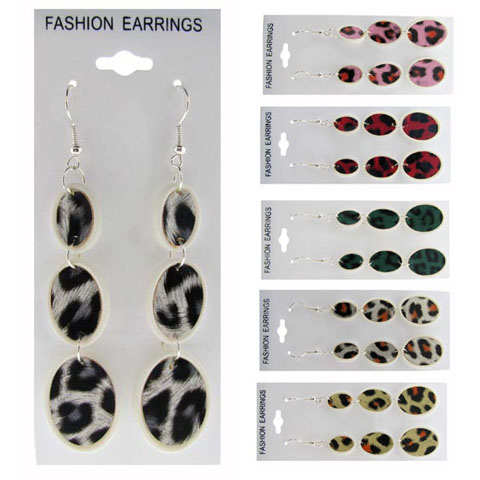 Leopard Triple Dangle Oval Earrings E7145A