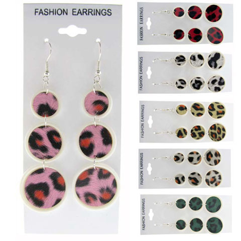 Leopard Triple Dangle Disc Earrings E7146A