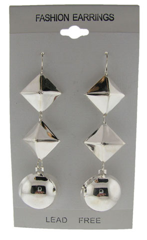 Silvertone Abstract Dangle Earrings E7253A