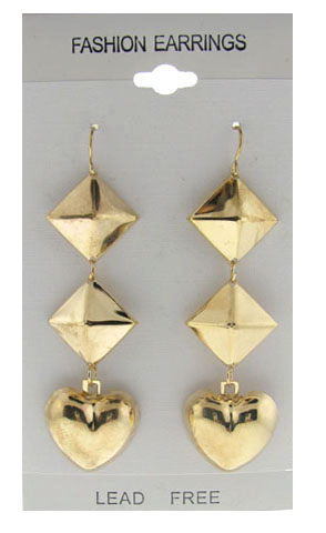 Pyramid & Heart Dangle Earrings E7254