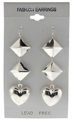 Pyramid & Heart Dangle Earrings E7254A