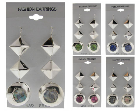 Pyramid & Circle Dangle Earrings E7254A