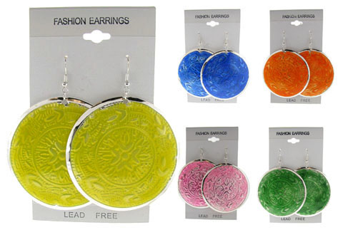 Bright Enamel Disc Dangle Earrings E7266A