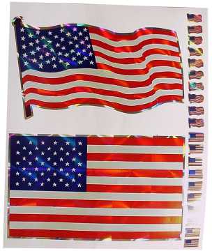 Holographic American Flag Stickers FS15