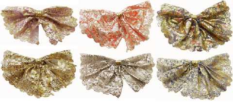 Assorted Gold Print Fabric Bow Barrettes H16D