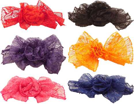 Bright Fabric Rosette Barrettes H24