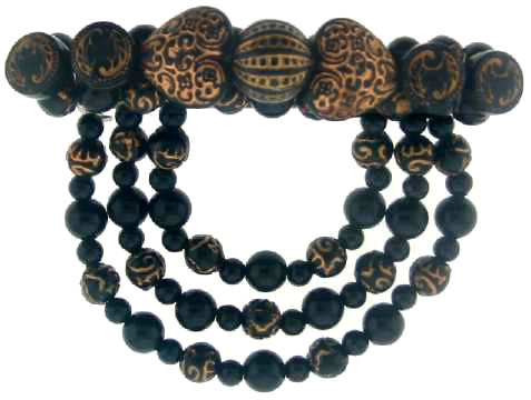 Black & Gold Beaded Barrettes H3365