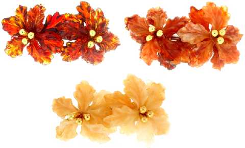 Assorted Color Acrylic Floral Beaded Barrette H35188