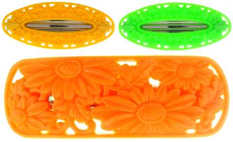 Assorted Fluorescent Acrylic Floral Pattern Barrette H36313