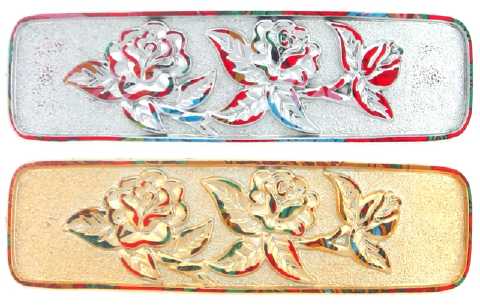 Silver and Goldtone Flower Pattern Barrette H48837B