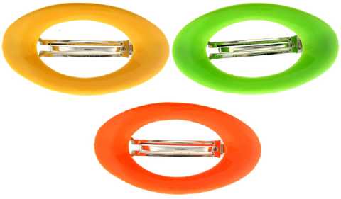 Assorted Color Acrylic Open Oval Barrette H55651