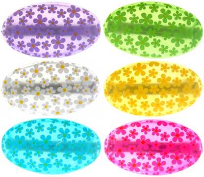 Assorted Color Acrylic Barrette With Daisy Print H56357