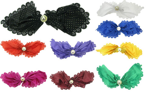 Assorted Color Fabric Bow Barrette H92506