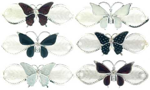 Silvertone Enameled Butterfly Barrette H9369A