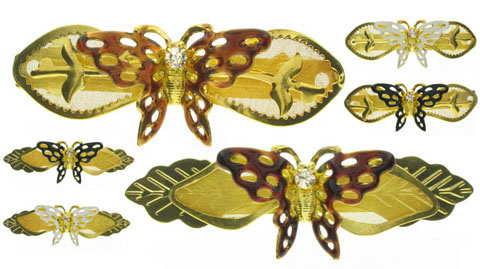 Goldtone Enameled Butterfly Barrette H9370