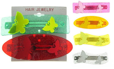 Assorted Colors Mirrored Butterfly Barrette H94326