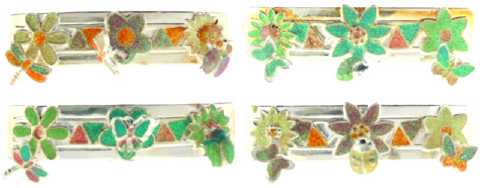 Assorted Glittery Enameled Barrette With Moving Bugs H97148A