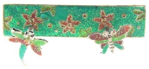 Glittery Enameled Barrette With Moving Bugs H97149A