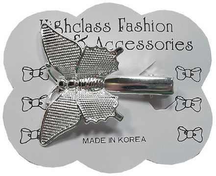 Silvertone Butterfly Hair Clip HB1226A