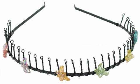 AB Finish Butterflies Wire Headband HBK2632C