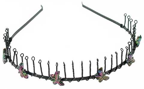 AB Finish Butterflies Wire Headband HBK2632D