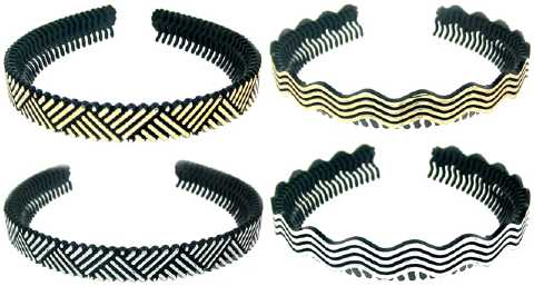 Black, Gold, Silver Comb Headband HBK49591B