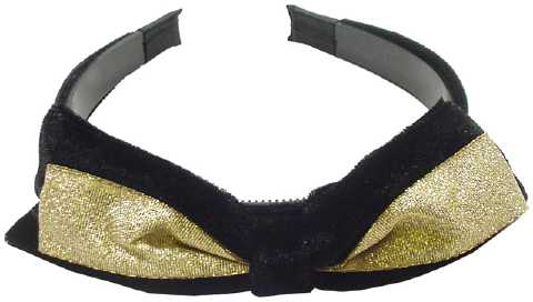 Black Velvet with Gold Fabric Headband HBK743