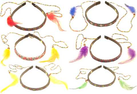 Beads & Feathers Fabric Covered Headband HBK99144