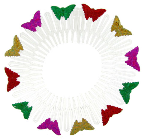 Multicolor Butterfly Circular Hair Comb HC1171