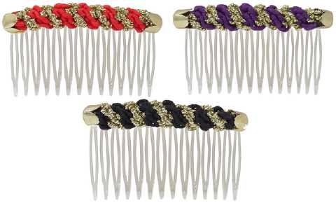 Goldtone Braid on Hair Comb HC261