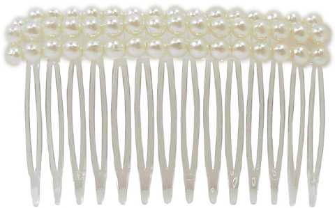 Pearlesque Beads on White Hair Comb HC57