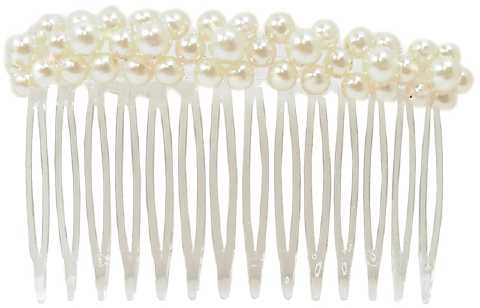 Pearlesque Beads on White Hair Comb HC59