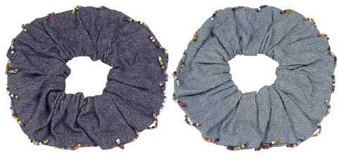 Assorted Beaded Denim Scrungies HS1055