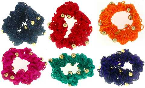 Assorted Color Beaded Crochet Look Scrungies HS1944