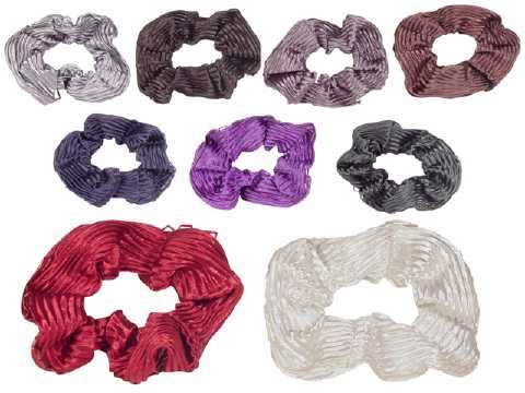 Assorted Color Ribbed Satin Scrungies HS2415