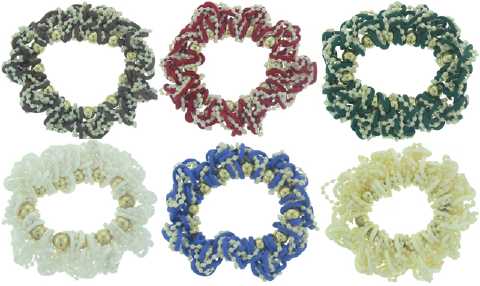 Assorted Color Crochet Look Beaded Scrungies HS2773