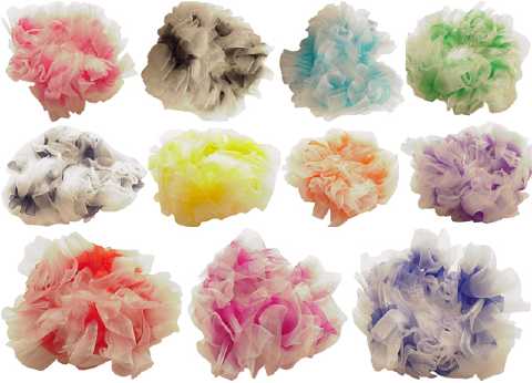 Assorted Multicolor Nylon Puff Scrungie HS31089