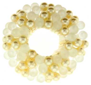 Goldtone & White Beaded Scrungies HS35293