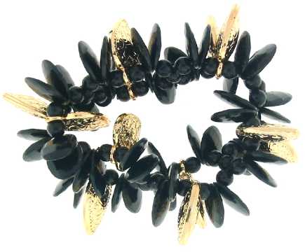 Black & Goldtone Beaded Scrungies HS36306