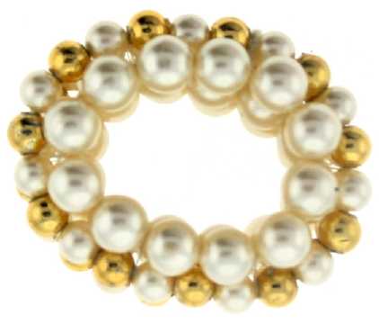 Goldtone & Pearl-Look Beaded Scrungies HS411