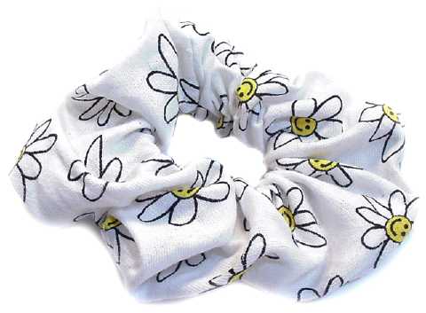 White Cotton Daisy Print Scrungies HS420