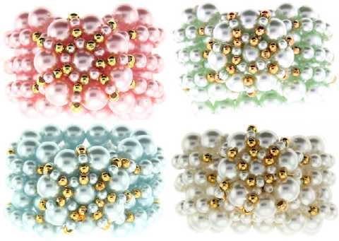 Assorted Pastel Color Pearlized Bead Scrungies HS48