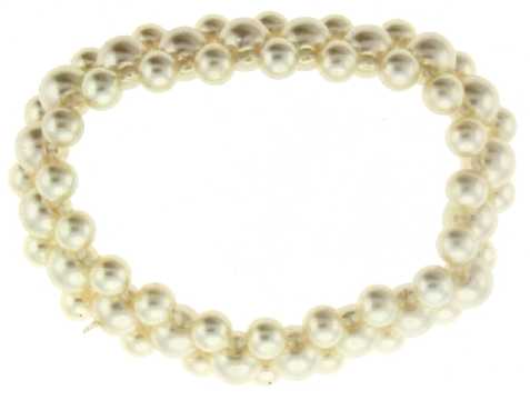 White Pearl-Look Bead Scrungies HS492