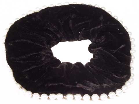 Black Velvet-Look Fabric Scrungies HS59
