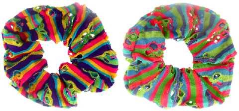 Rainbow Colored Fabric Scrungies HS97852