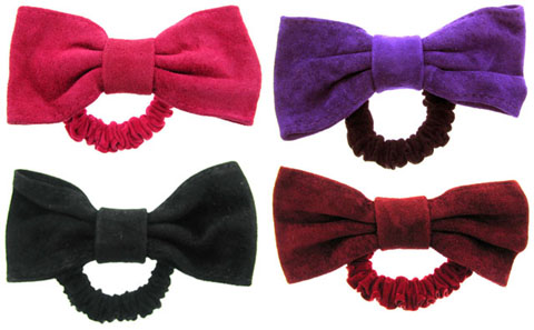 Assorted Color Suede Bow Scrungies HS98212