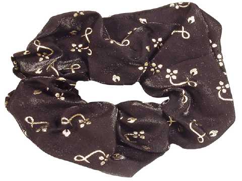 Black & Gold Floral Print Scrungies HS990