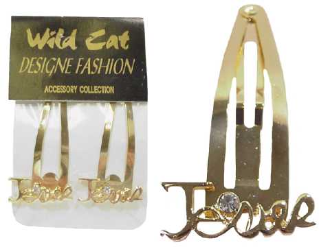 Goldtone "JESUS" Snap Clip HSC984